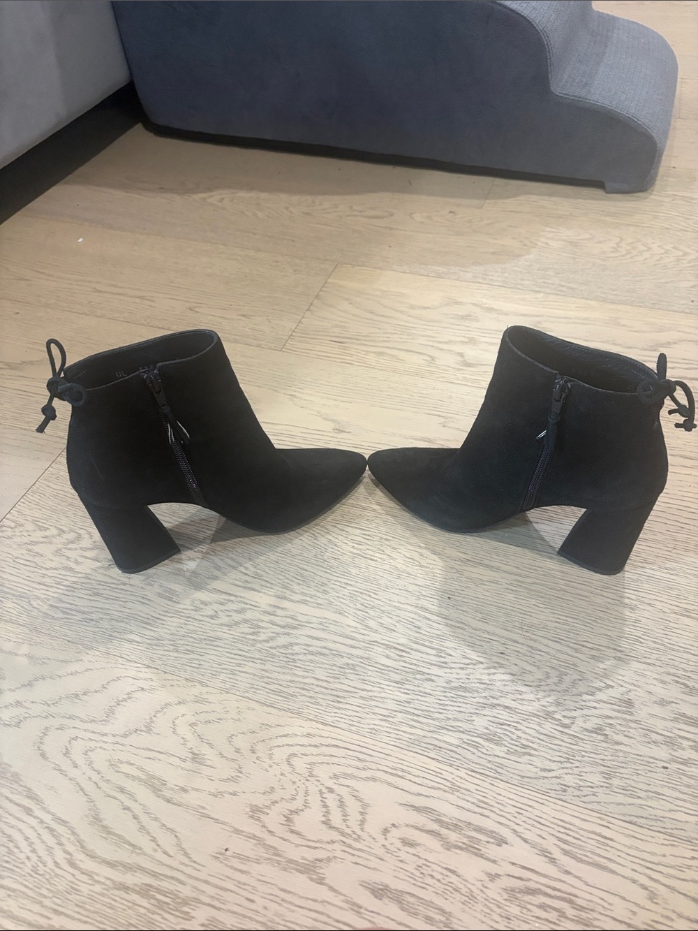 Stuart Weitzman Black Suede Pointed Toe Ankle Booties - Picture 5 of 6